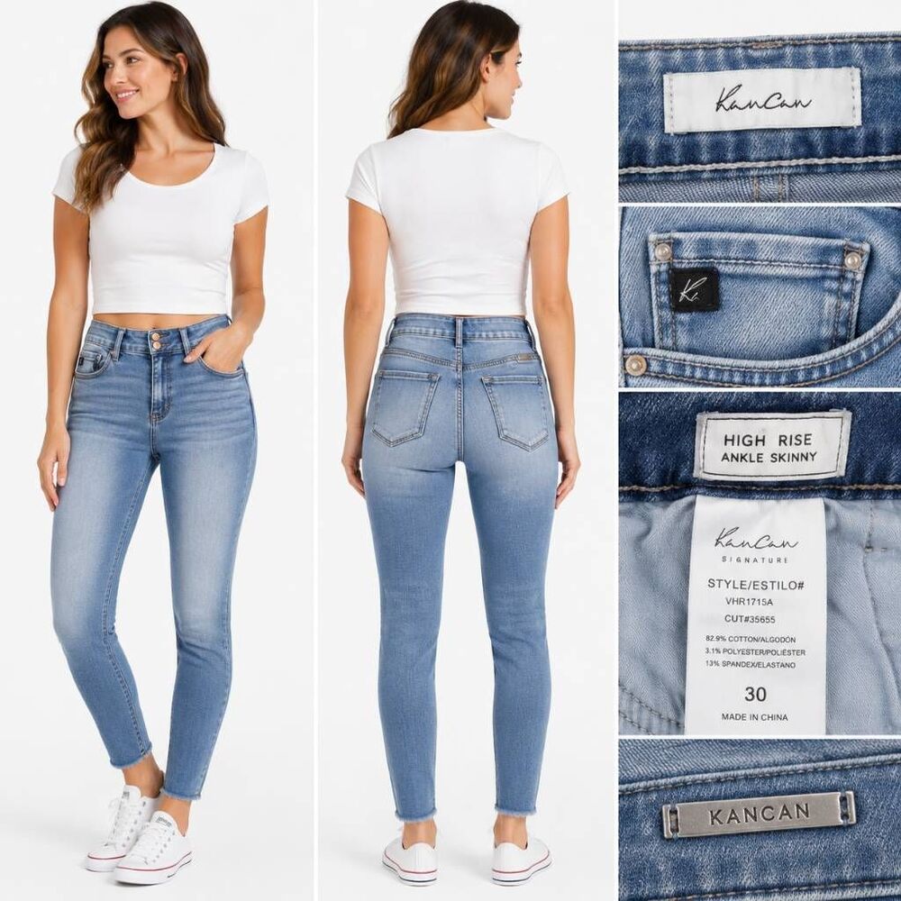 KanCan High Rise Ankle Skinny Jeans Size 30 Raw Hem